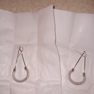 Avon Silver Textured Hoop Earrings